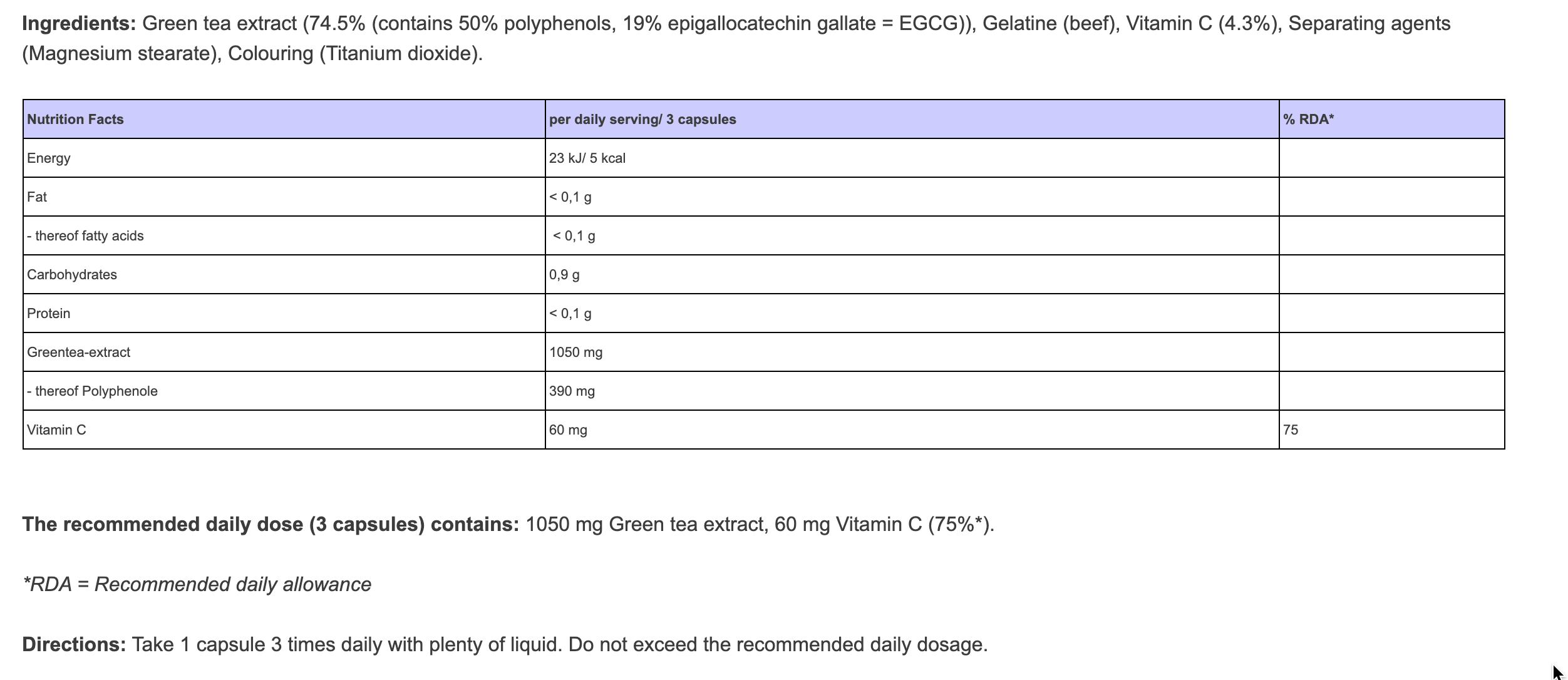 Green Tea Extract (Body Attack)