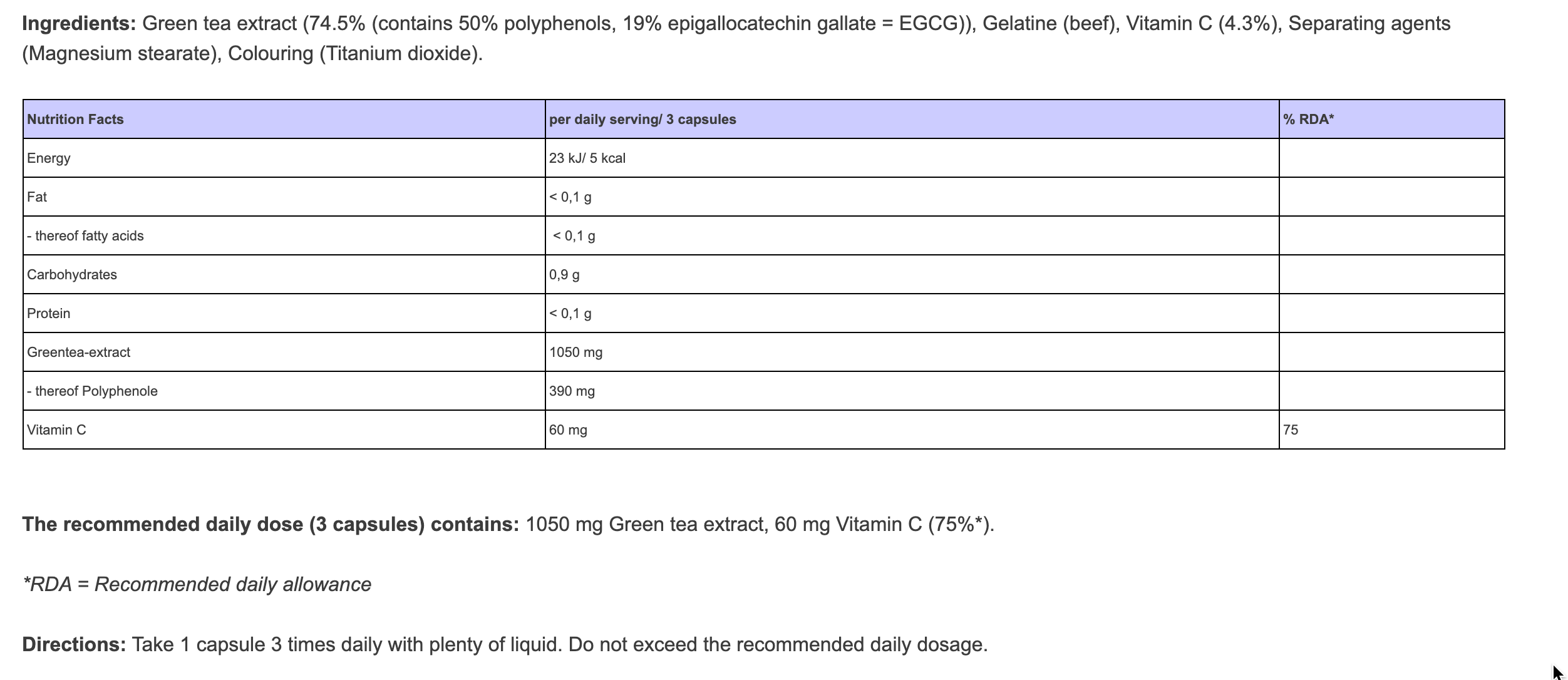 Green Tea Extract - Body Attack